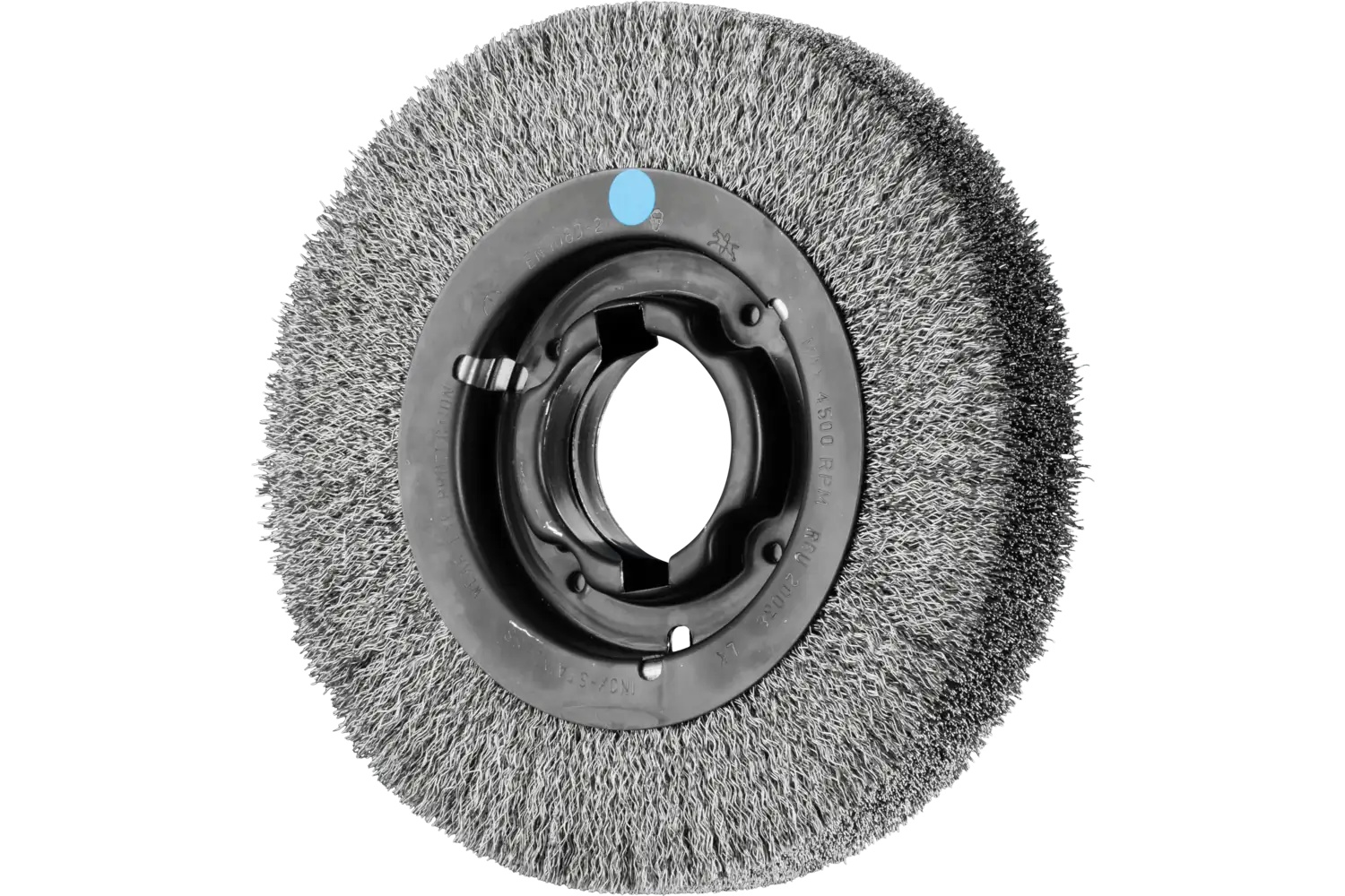 Picture of Pferd Crimped Wire Wheel Brush 8" Dia Wide Face .012 Stainless Steel 2" Keyed Arbor